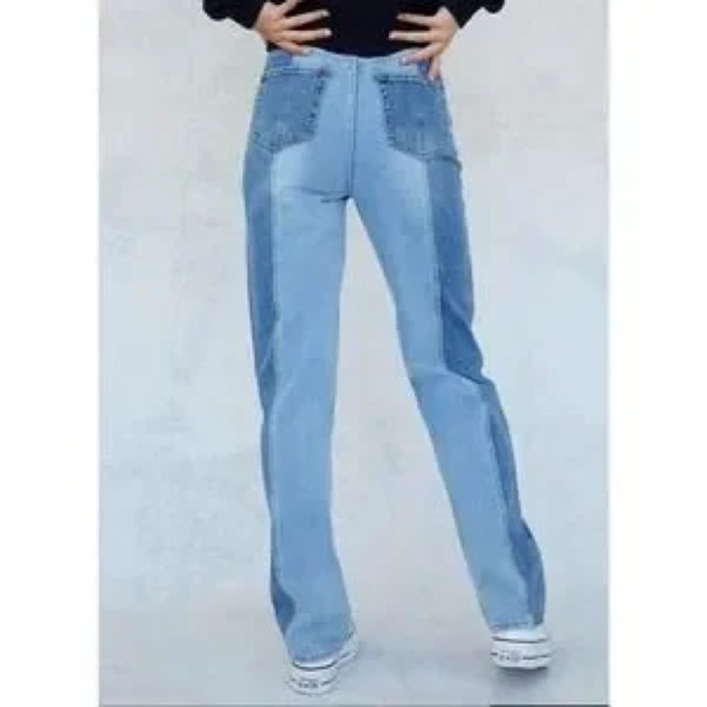 PacSun Eco Y2K Women’s Size 28 Two-Tone '90s Boyfriend Blue-High Rise Jeans - Picture 3 of 9